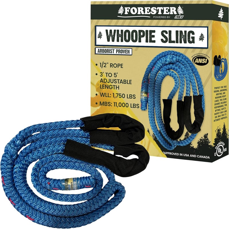 FORESTER Arborist Whoopie Sling - 1/2" x 3-5' Rigging Sling | Adjustable Length | Arborist Equipment | Climbing Sling | Anchor for Port A Wrap - Image 1